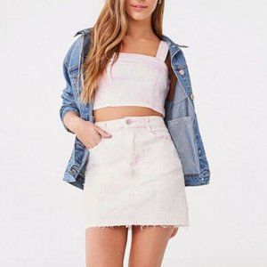 Forever 21 pink and white jean skirt small